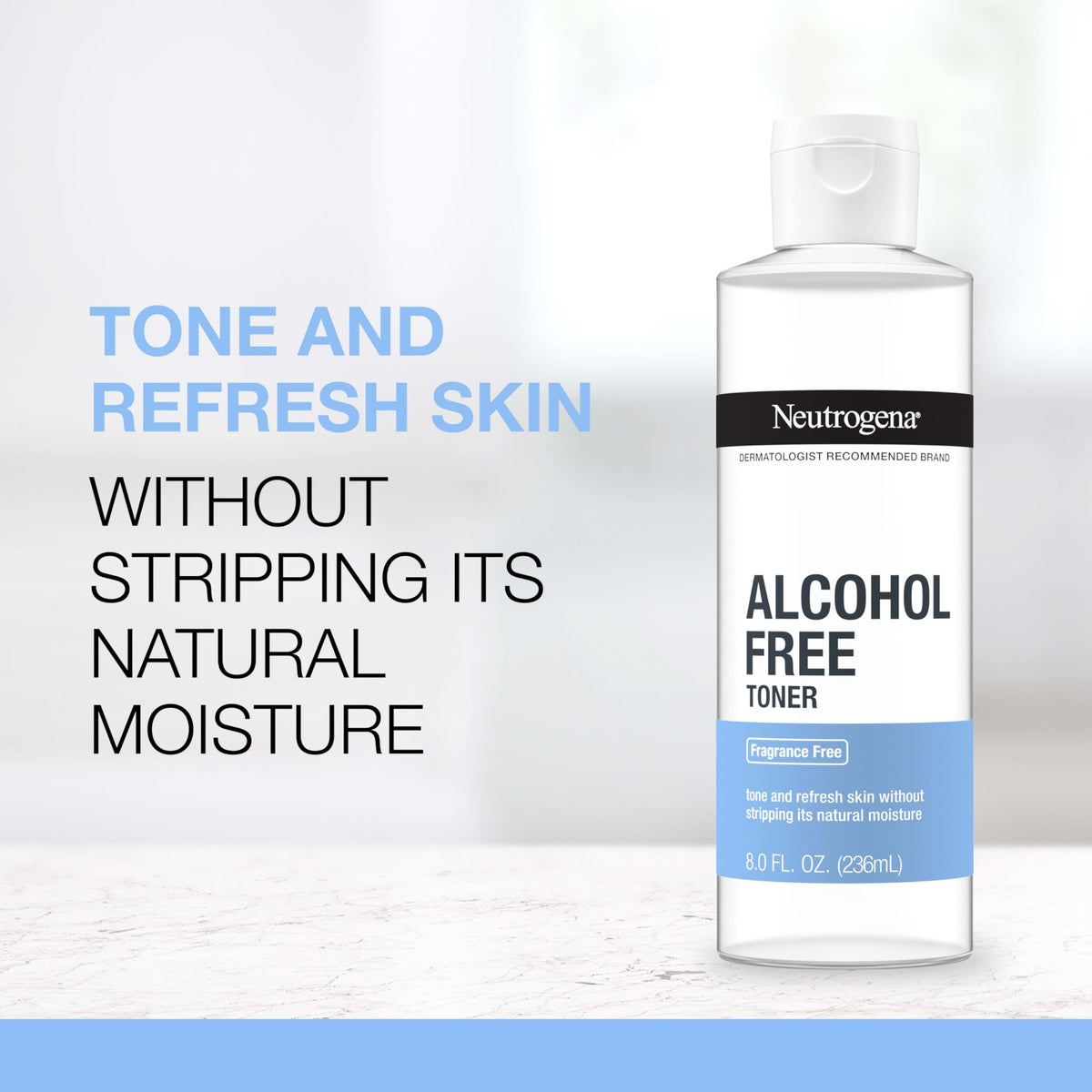 Neutrogena Alcohol-Free Gentle Daily Facial Toner, Fragrance-Free to Tone & Refresh Skin, Gently Removes Impurities & Reconditions Skin, Hypoallergenic, 8 fl. oz Neutrogena