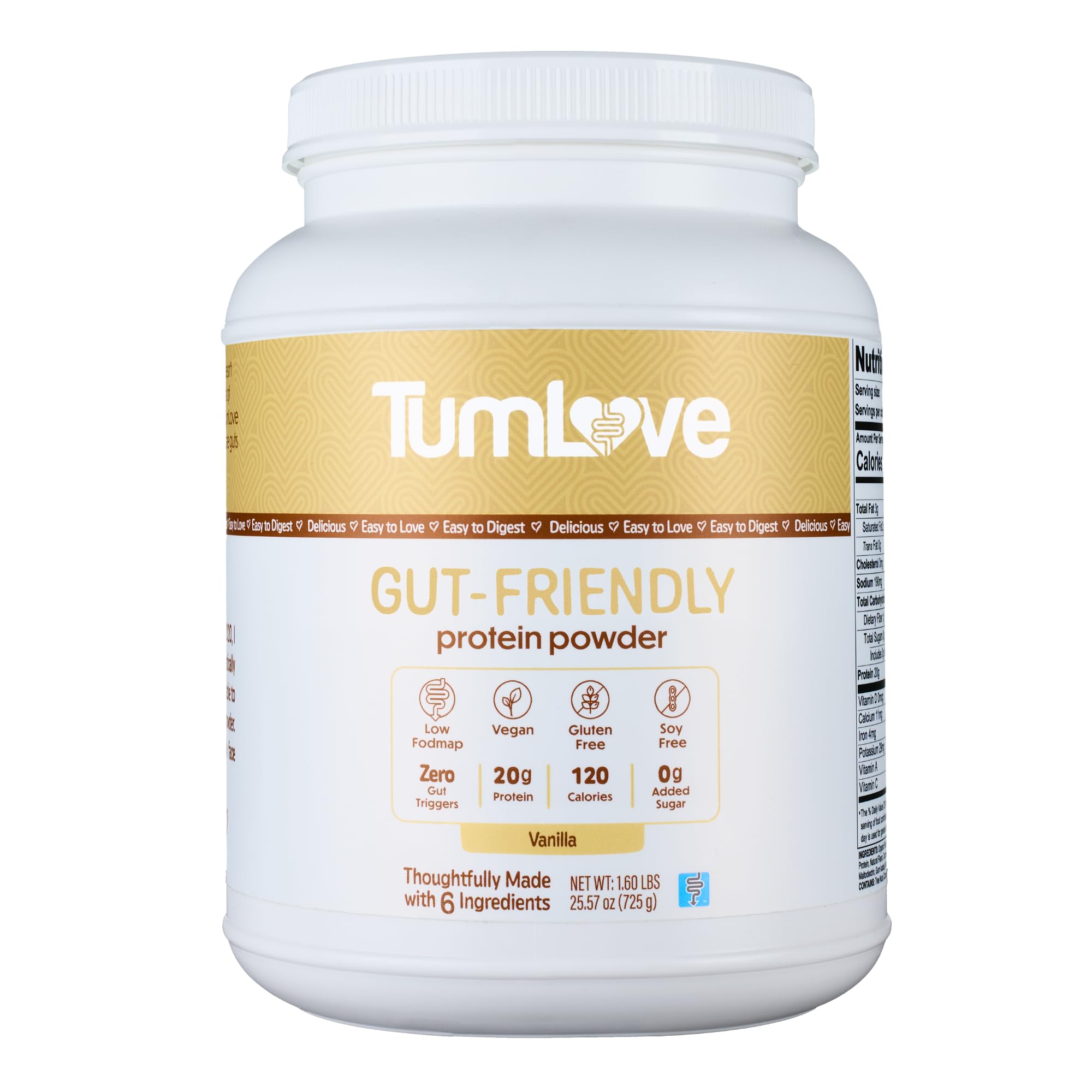 TumLove Vegan Protein Powder - Low FODMAP Certified, Gluten-Free, Dairy-Free, Soy-Free, 100% Gut-Friendly & Non-Bloating, Vanilla (25 Servings) TumLove buy australia supplements