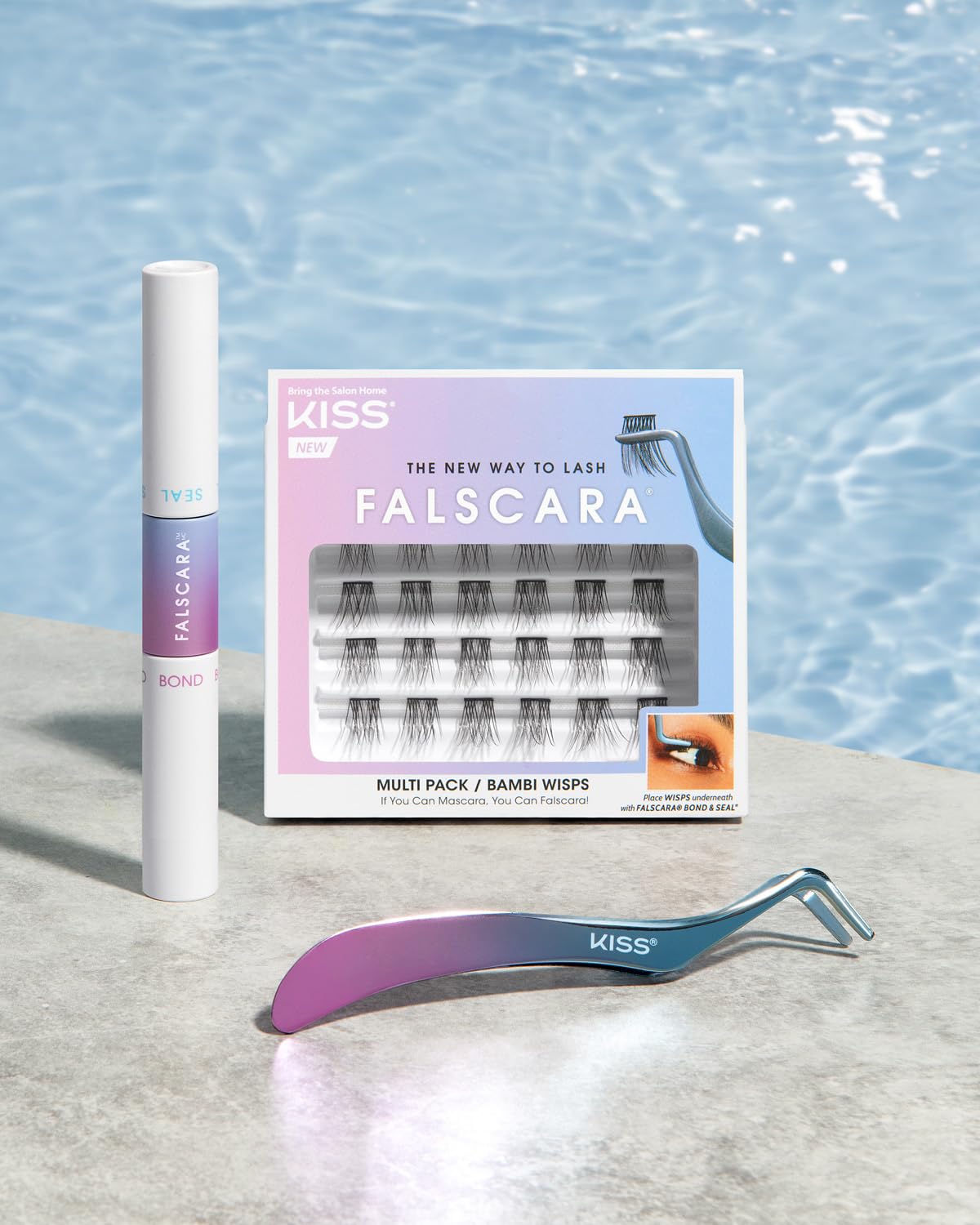 KISS Falscara DIY Eyelash Extension Bond & Seal Infused with Biotin & Vitamin E – Strong Gentle Comfortable Lash Adhesive for All Day Wear For Use With Falscara Lash Wisps, Remover, and Applicator KISS