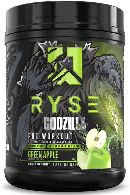 RYSE Godzilla X Noel Deyzel Pre Workout Powder - Monsterberry Lime - 400mg Caffeine, High Stim Pre-Workout for Men & Women with Citrulline & Beta Alanine - Energy, Pump & Focus - 20/40 Servings