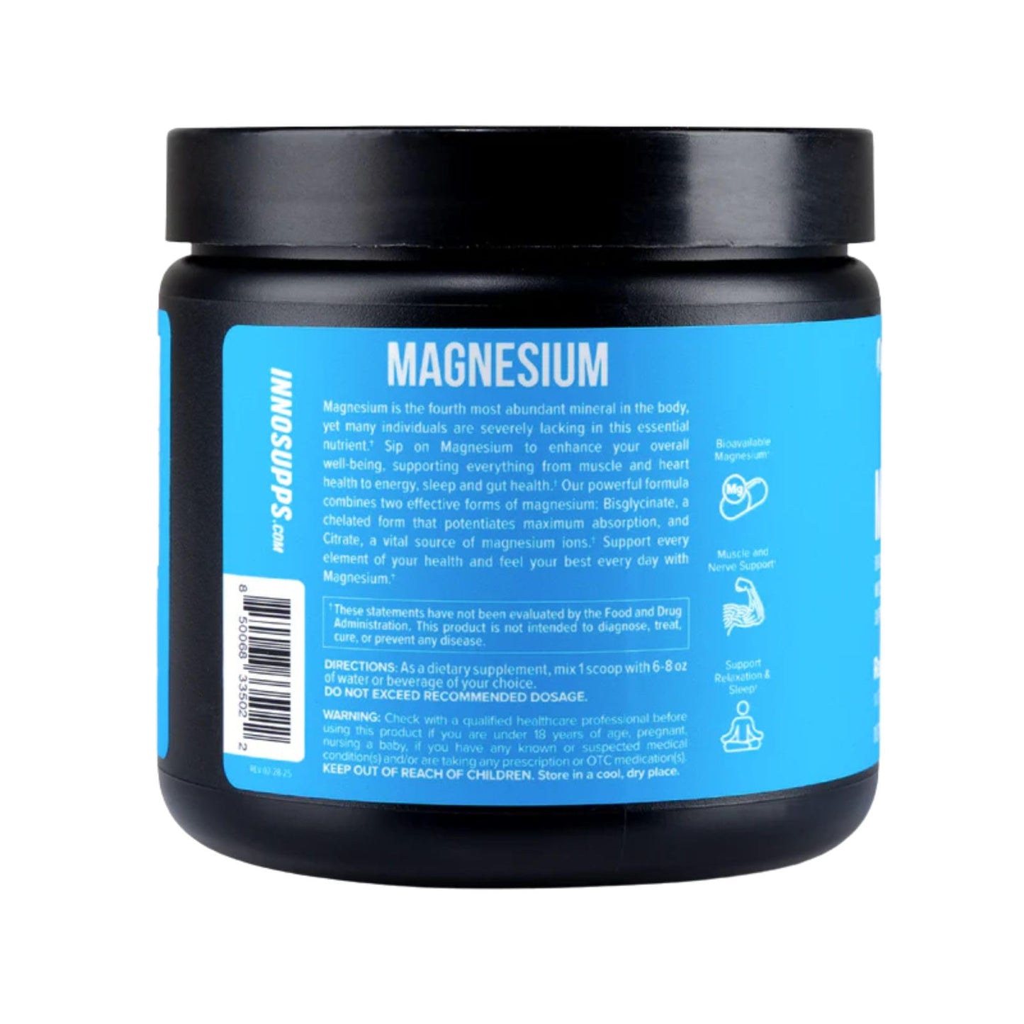 InnoSupps Magnesium Powder - Dual-Action Mineral Mix with Magnesium Bisglycinate & Carbonate - Promotes Stress Relief, Hydration, and Recovery (Lemonade, 30 Servings)