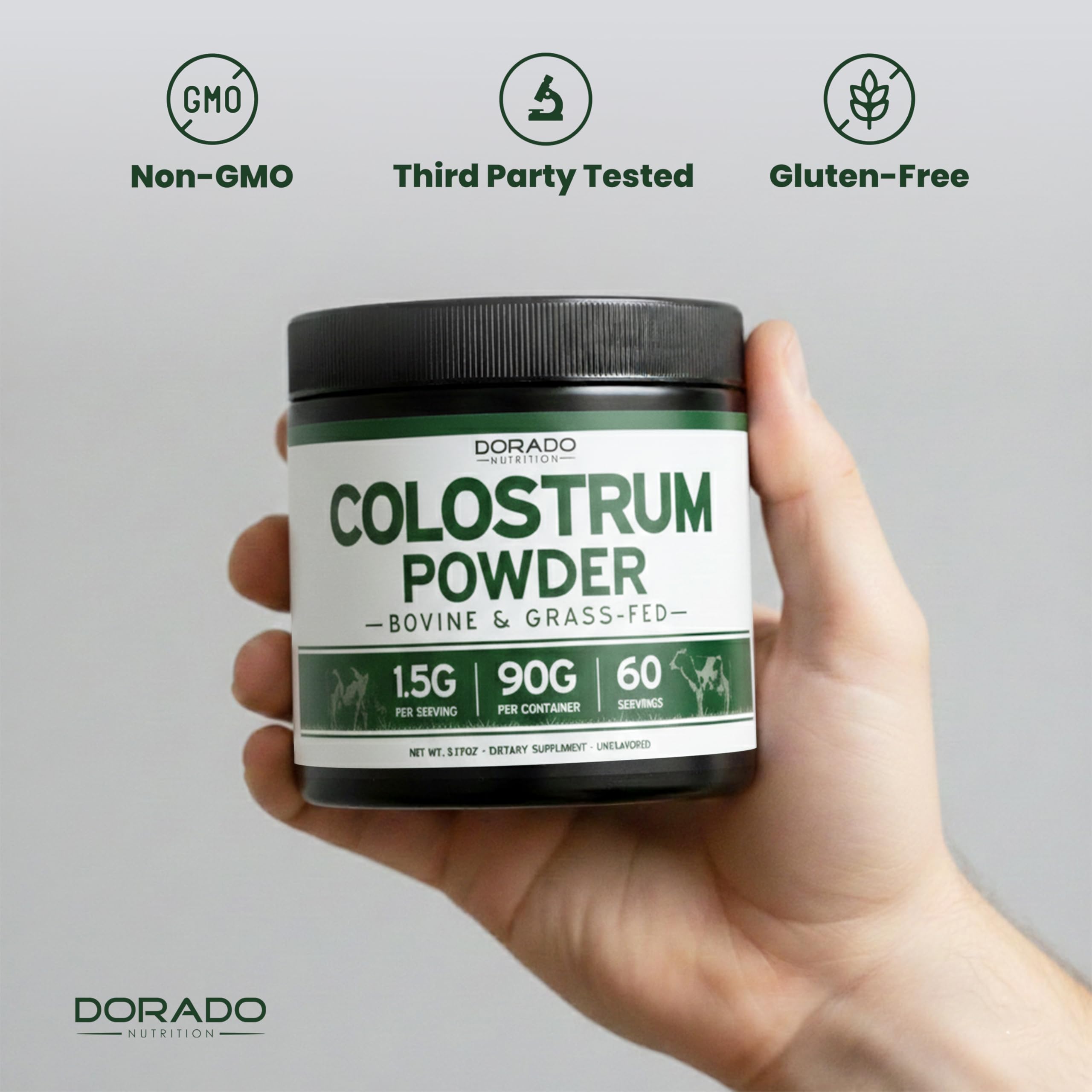 Colostrum Supplement Powder 90g (60 Servings of 1.5g Pure Bovine Colostrum Std. to Contain 20% IgG Immunoglobulins) Grass Fed Powder - No Fillers, Third Party Tested, Unflavored & Non-GMO DORADO NUTRITION buy australia supplements