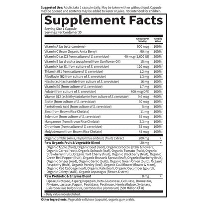 Garden of Life Vitamin Code RAW ONE for Men Once Daily Whole Food Multivitamin with Probiotics for Heart Health and Prostate Health, Non-GMO, 75 Capsules Gsupps Australia