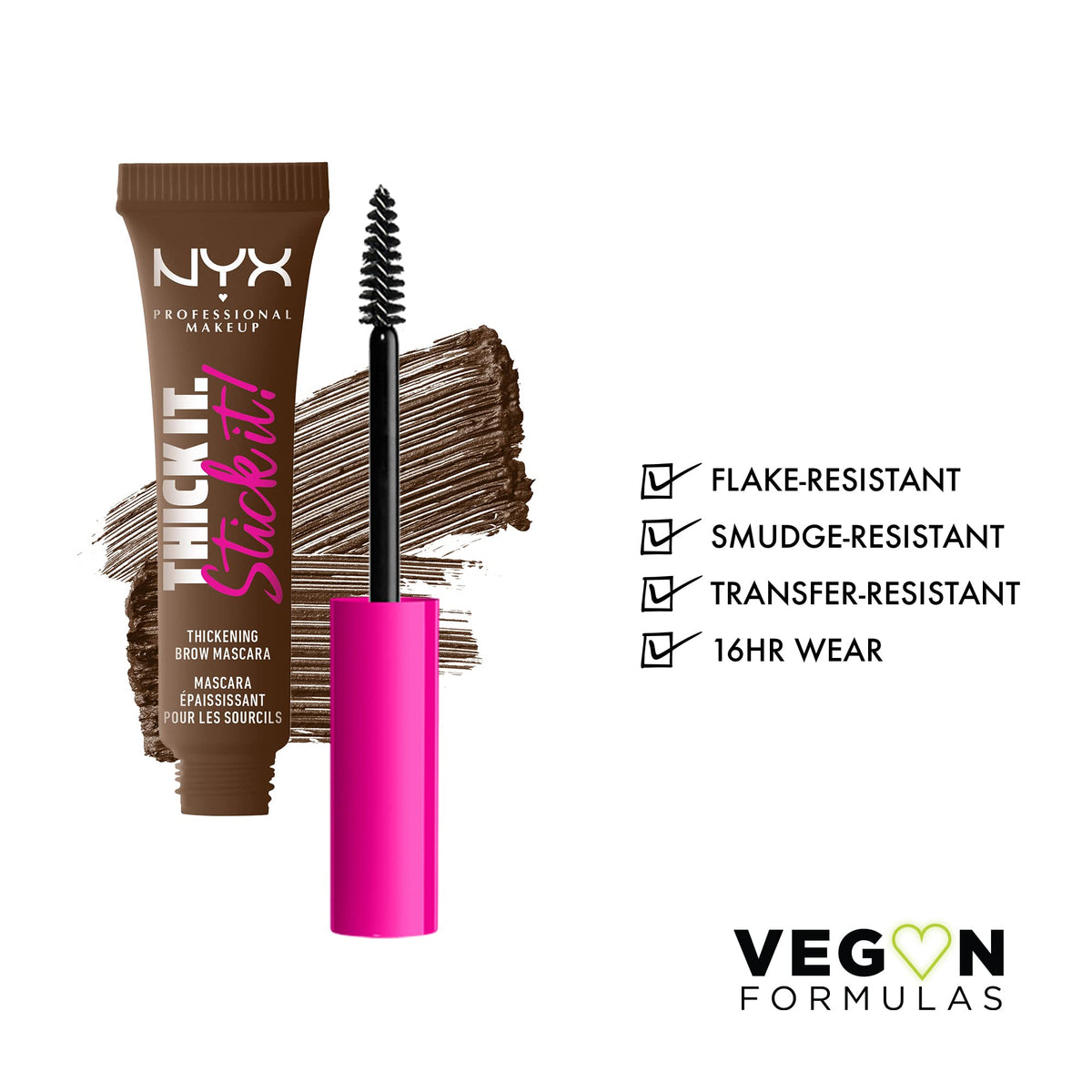 NYX PROFESSIONAL MAKEUP Thick It Stick It Thickening Brow Mascara, Eyebrow Gel - Brunette NYX PROFESSIONAL MAKEUP
