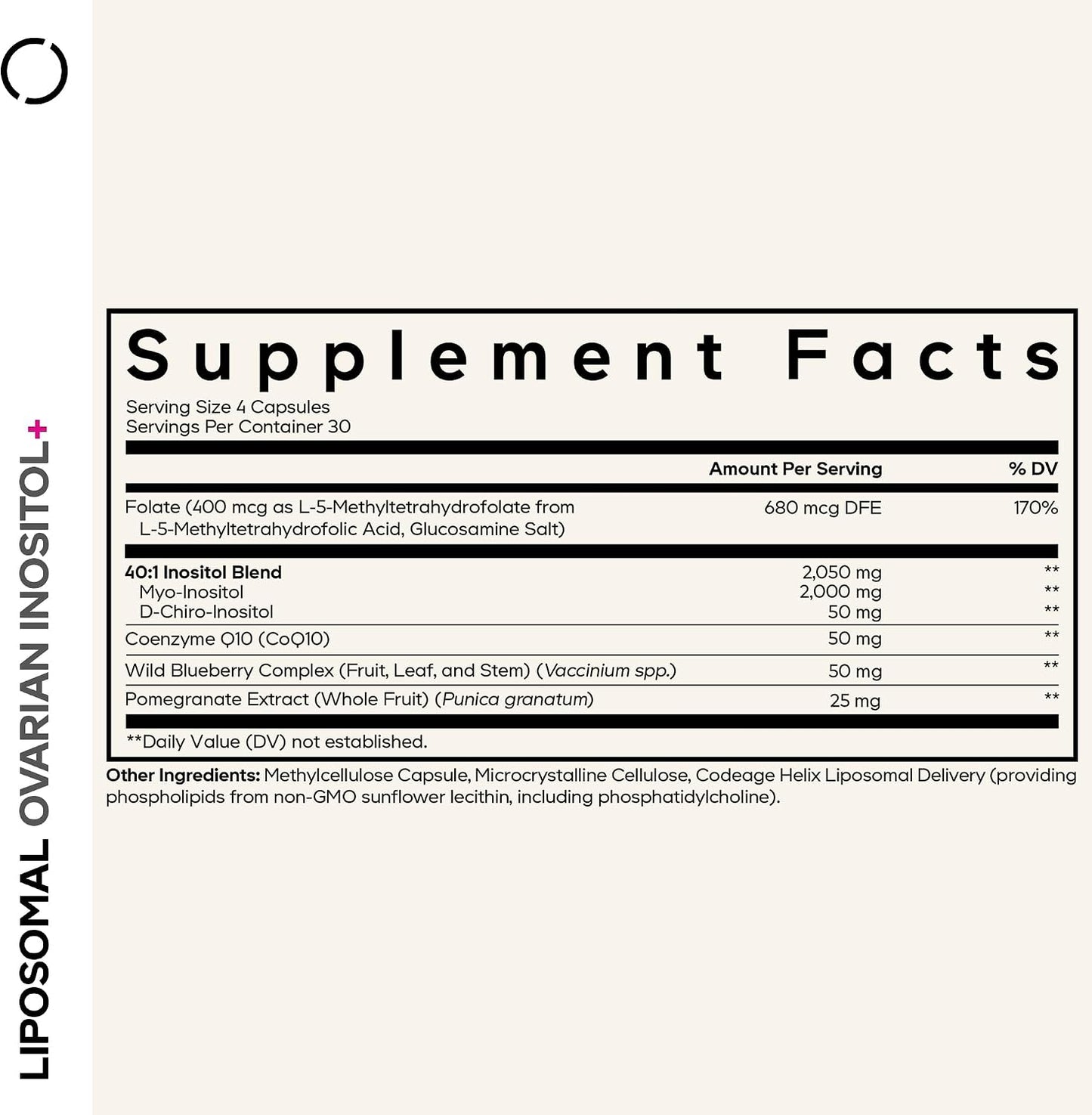 Codeage Liposomal Inositol+, Myo & D-Chiro 40:1, 5-MTHF, 120 Capsules | Myo and D-chiro inositol 40:1 with folate 5-MTHF, CoQ10 and botanicals. For women, two-month supply. Gluten-free, non-GMO.