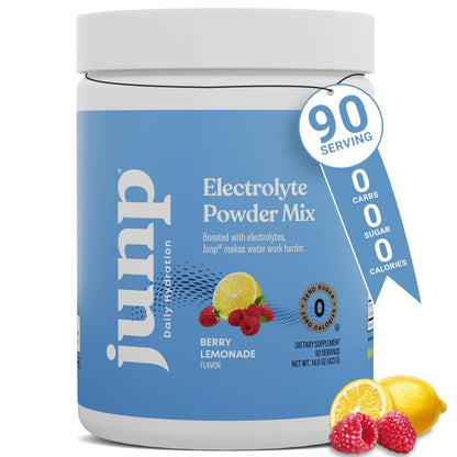 JUNP Electrolytes Powder No Sugar No Carbs – Berry Lemonade Keto Electrolyte Drink Mix - Potassium & Salt Hydration Powder Electrolytes - Zero Calorie Sugar Free Electrolyte Powder, 90 Servings JUNP