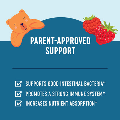 Kids Probiotic Gummies | 2 Billion Probiotics + 100mg Prebiotic Fiber for Immune & Digestion Support | Low Sugar Per Serving | For Children Ages 2+ | Gluten-Free, MAV NUTRITION
