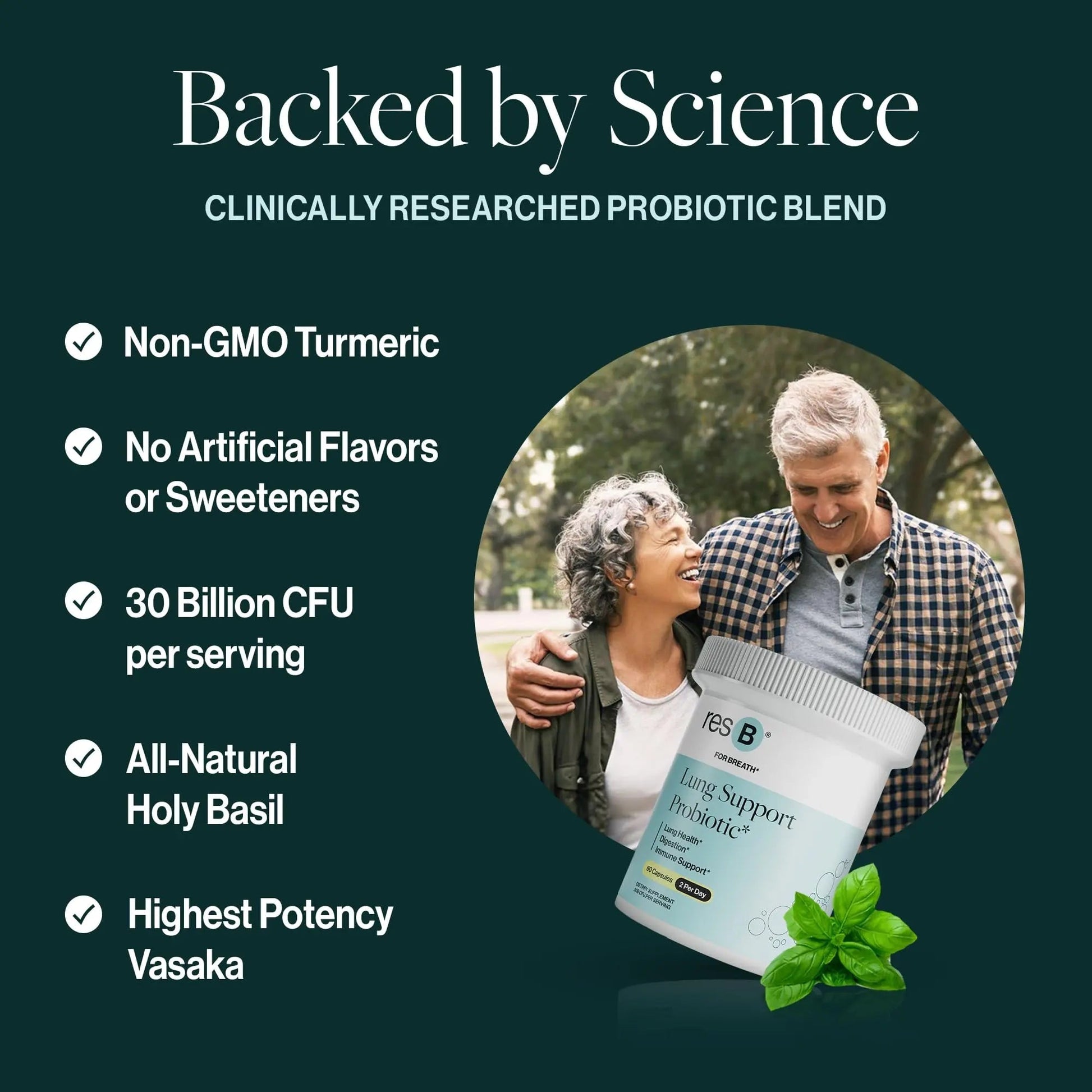 resB Lung Support Probiotic Supplement - Lung Health Supplement for Smokers, Gut Health, Immune & Digestive Support, Respiratory Care, Holy Basil & Turmeric, Clinically Trialed - 60 Capsules ResBiotic buy australia supplements