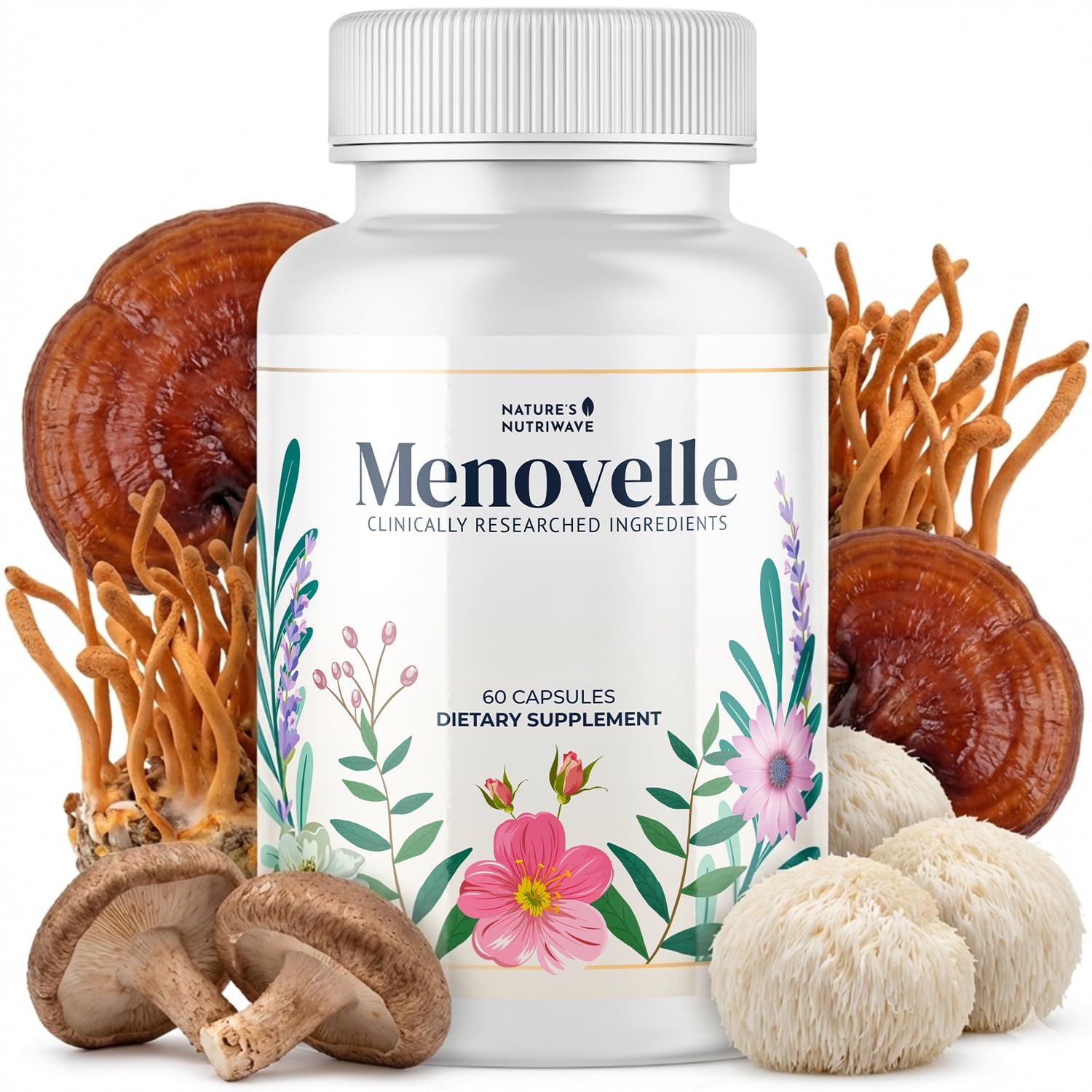 Nature’s NutriWave Menovelle Capsules for Women – Natural Daily Support Formula with Mushrooms and Botanicals – Non-GMO, Easy to Take, Made in the USA, 60 Capsules, 30 Servings, 1 Month Supply Nature’s NutriWave buy australia supplements