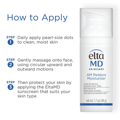 EltaMD AM Restore Face Moisturizer for Women and Men, Light Moisturizer Face Cream, Made with Niacinamide and Hyaluronic Acid, 1.7 oz Pump EltaMD