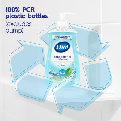 Dial Antibacterial Defense Liquid Hand Soap + Aloe, Spring Water Scent, 52 Fl Oz Hand Soap Refill (Pack of 3), Dermatologist-Tested, Gentle Formula Dial