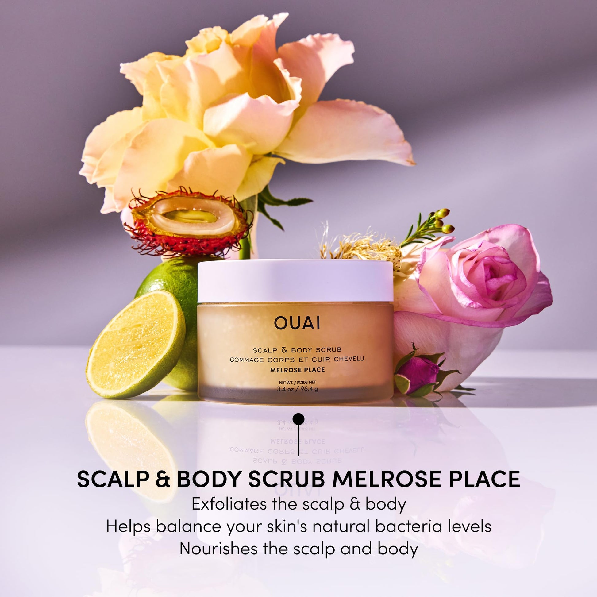 OUAI Scalp & Body Scrub Travel Size, Melrose Place - Exfoliating Body Scrub with Sugar & Coconut Oil Blend for Smooth, Moisturized Skin - Gentle for Removing Product Build Up (3.4 Oz) OUAI buy australia supplements