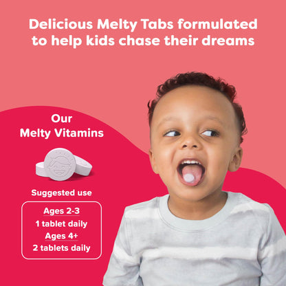 Renzo's Iron Supplements for Kids, Dissolvable Vegan Kids Iron Supplement with Vitamin C, Sugar-Free Melty Tabs Renzo's