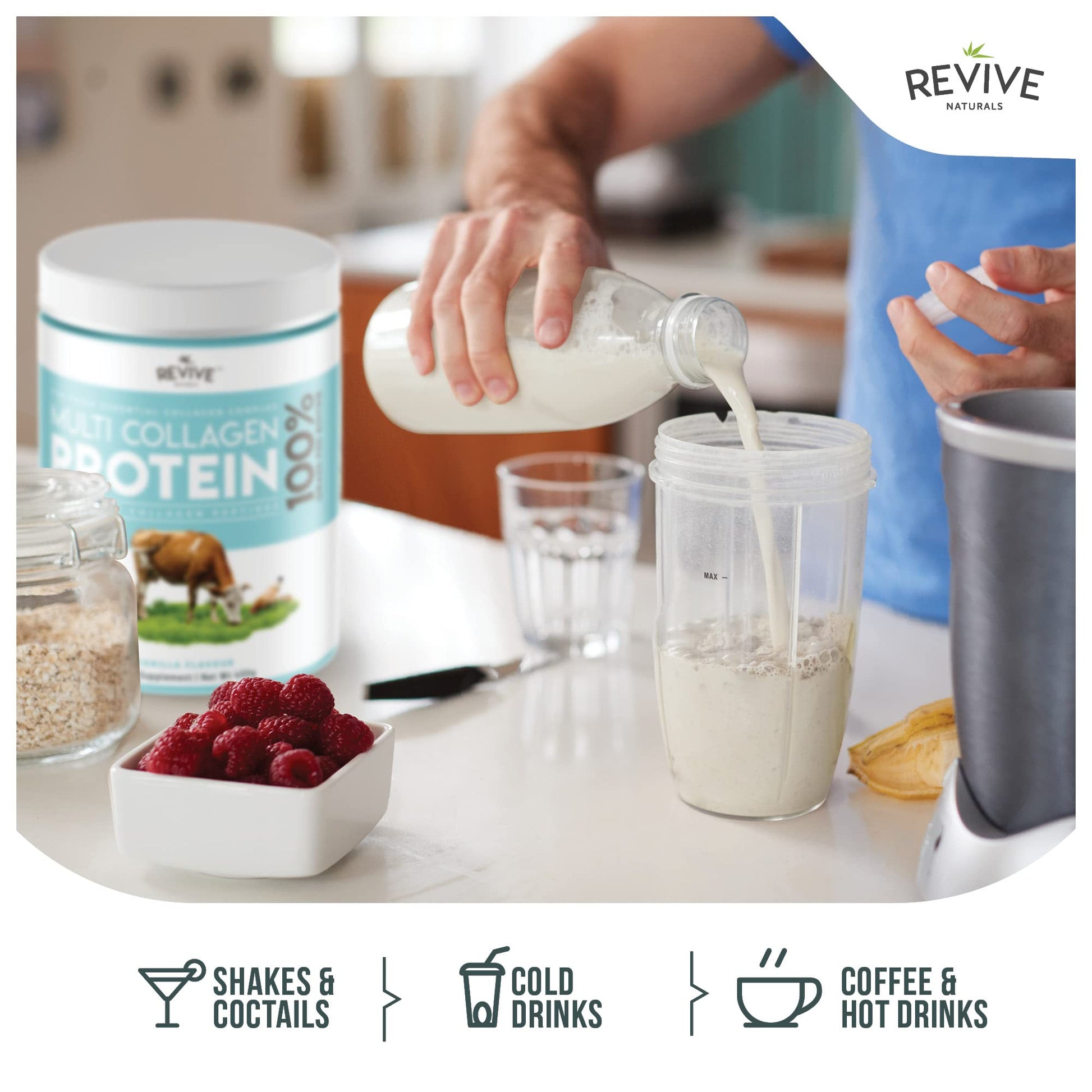 Vanilla Multi Collagen Protein Powder - 400g - Unsweetened - 5 Types of Collagen Peptides Revive Naturals buy australia supplements