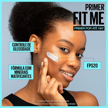 Maybelline Fit Me Matte + Poreless Mattifying Face Primer Makeup With Sunscreen, Broad Spectrum SPF 20, 16HR Wear, Shine Control, Clear, 1 Count MAYBELLINE