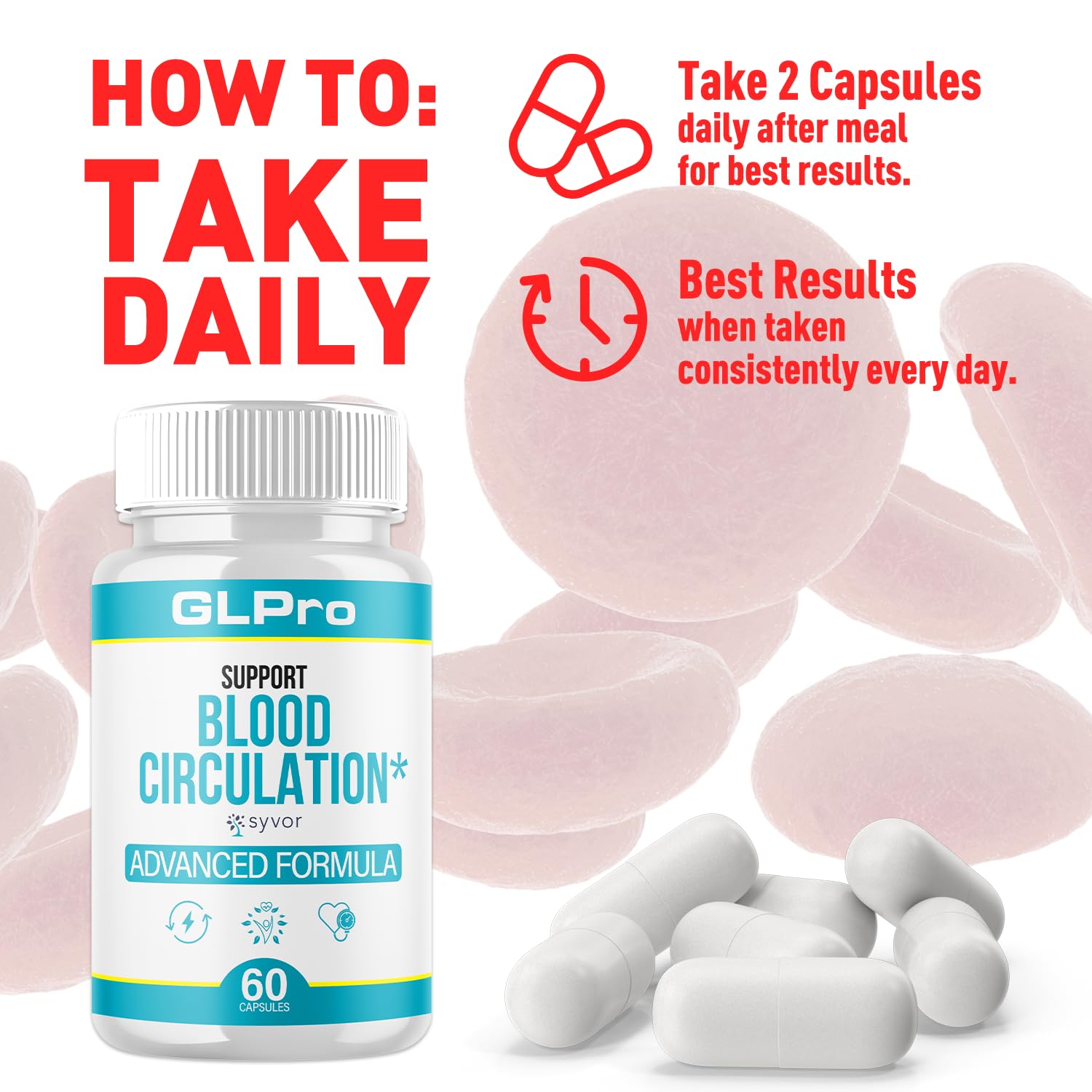 GLPro Blood Capsules, Official GLPro Blood Health Support Pills with All Natural Ingredients, Advanced Formula Supplement with Maximum Strength Premium Vitamins for Women and Men (60 Capsules) Syvor buy australia supplements