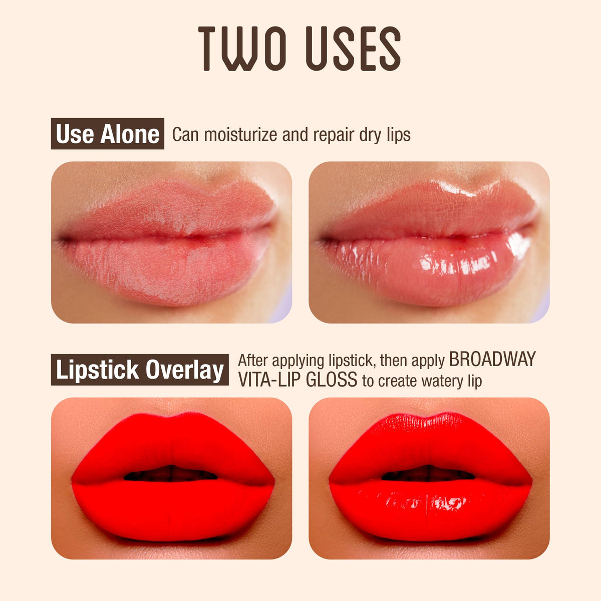 Ruby Kisses Broadway Vita-Lip Clear Lip Gloss (3 Pack Mango Butter, Rosehip, Coconut Oil), Ultra-Hydrating & Soothing Formula with Vitamin Oils, High-Shine Non-Sticky Finish, Healing Lip Balm Ruby Kisses