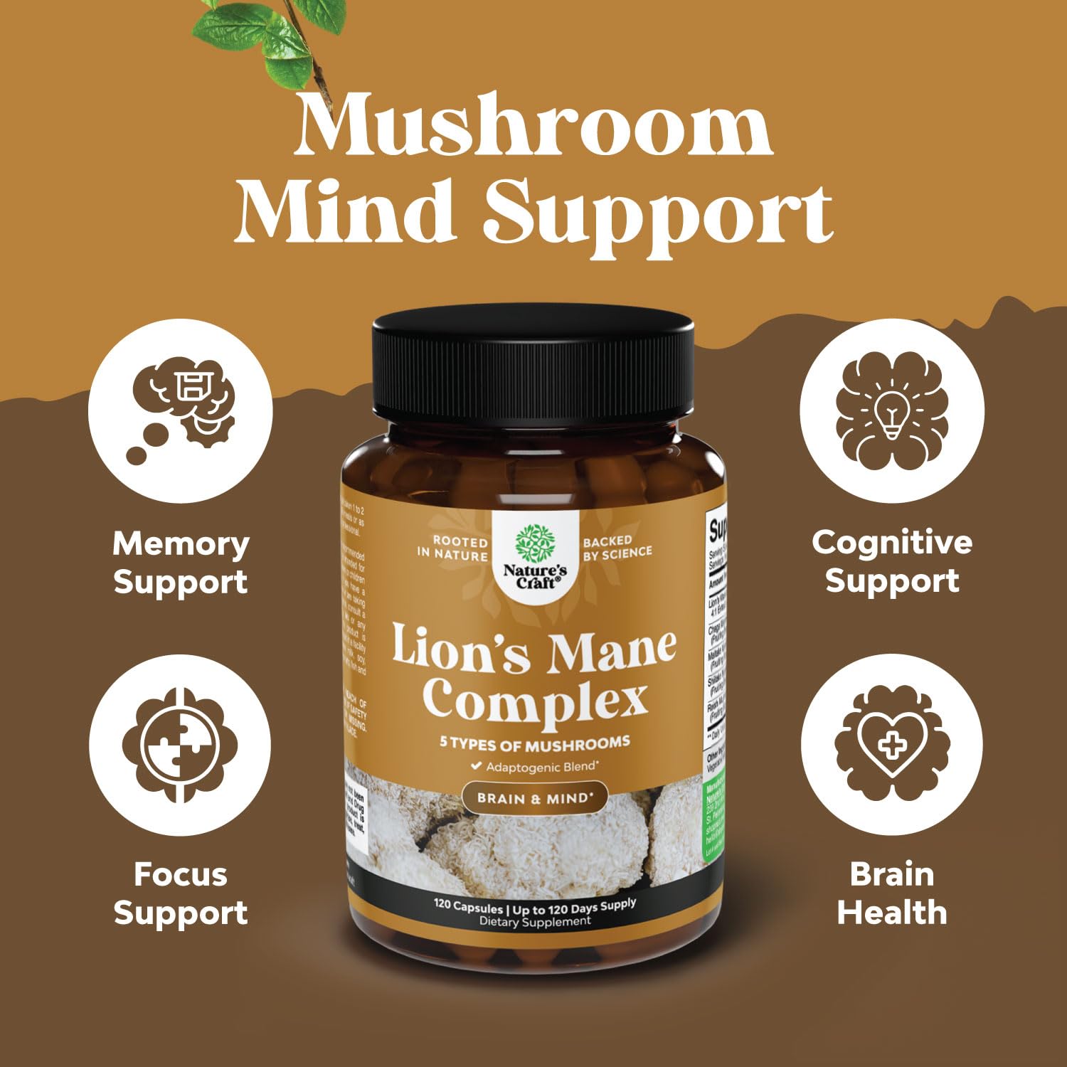 Advanced Lion's Mane Mushroom Supplement - Lions Mane Supplement Capsules with Reishi Chaga Maitake & Shiitake for Brain Health Memory Support & Focus - Nootropic for Mental Clarity - 120 Count Natures Craft buy australia supplements