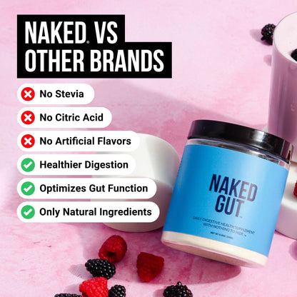NAKED Gut - Daily Gut Health Supplement - Natural Gut Health Powder for Gut Cleanse, Digestive Support, GMO-Free, Soy-Free, Gluten-Free, NAKED