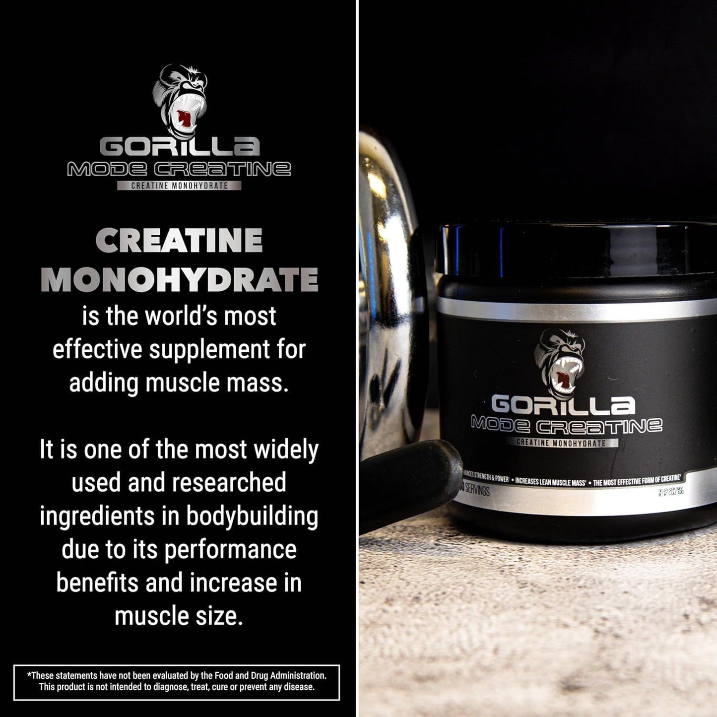 Gorilla Mind Pre Workout (Orange Rush) + Creatine (100 Serv.) - Comprehensive Stack for Improved Strength, Power Output, and Muscle Size