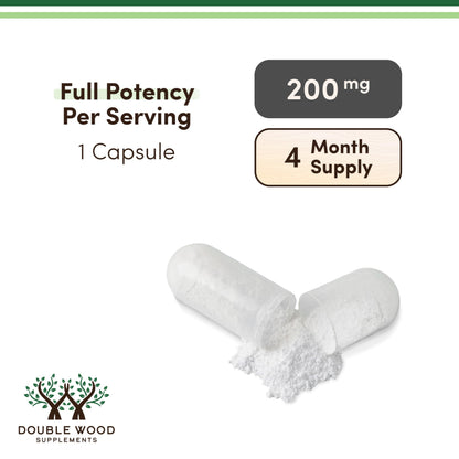 L-Theanine 200mg Double Strength - Supports Health Sleep Response and Relaxation - 120 Capsules (Third Party Tested, Gluten Free) by Double Wood