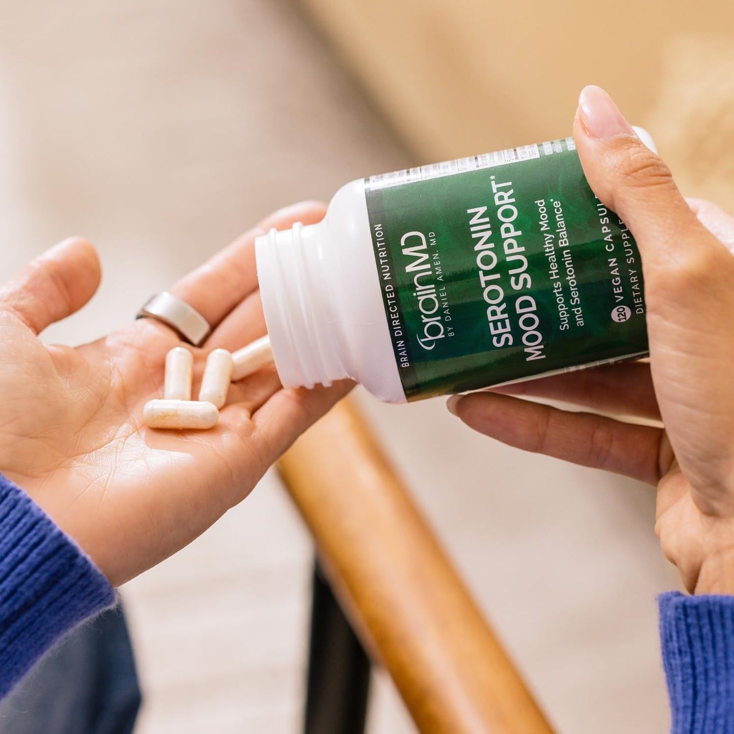 BRAINMD Dr Amen Serotonin Mood Support - 120 Capsules - Supports Healthy Serotonin Balance - Gluten Free - 30 Servings