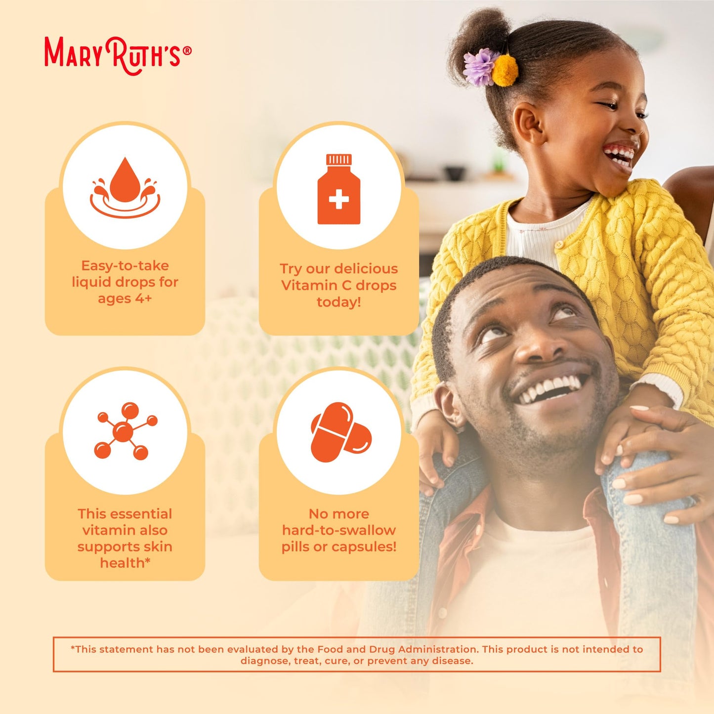 MARYRUTH'S Organic Vitamin C Supplement | Liquid Vitamin C Liquid Drops for Adults & Kids | Immune Support Supplement for Overall Health MARYRUTH'S