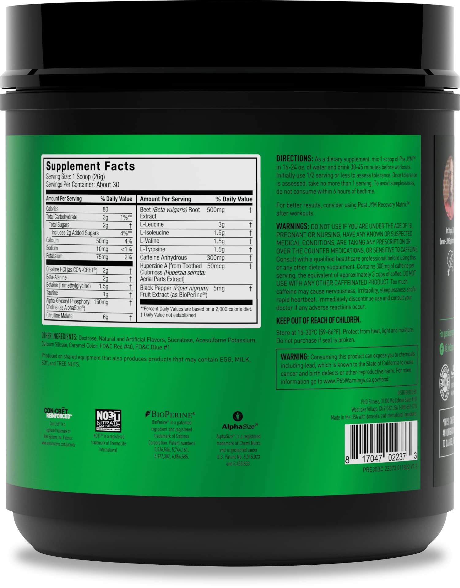 JYM Supplement Science Pre JYM Black Cherry Pre Workout Powder for Men & Women, BCAAs, Nootropics, Creatine HCI, Citrulline, Beta-Alanine, Betaine, Taurine, Huperzine, 30 Servings JYM Supplement Science buy australia supplements
