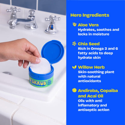 Acne Face Wipes for Teen Boys, 40 Cleansing Pads with Niacinamide JB SKRUB