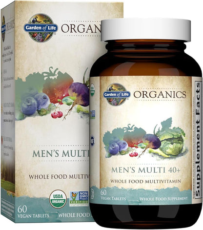 Garden of Life Organics Men's 40+ Multivitamin with Prostate Support, B12 & Vitamins – Vegan Daily Whole Food Multivitamin, Non-GMO, Certified Organic, 60 Tablets Gsupps Australia