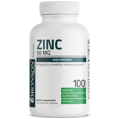 Bronson Zinc 50mg Complex High Potency Immune Support Supplement & Antioxidant and Skin Health Bronson