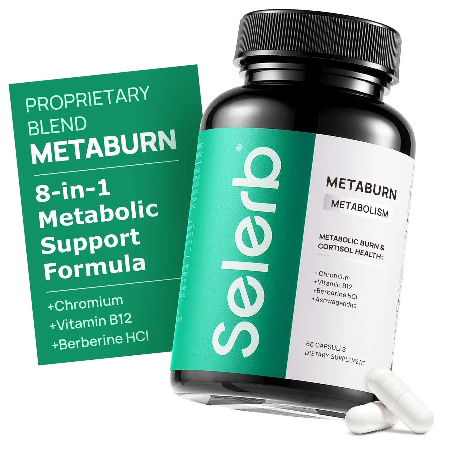 Selerb Metaburn Weight Loss Pills for Women & Men - Appetite Suppressant & Fat Burner, Metabolism Support Weight Loss Supplement with Berberine Selerb