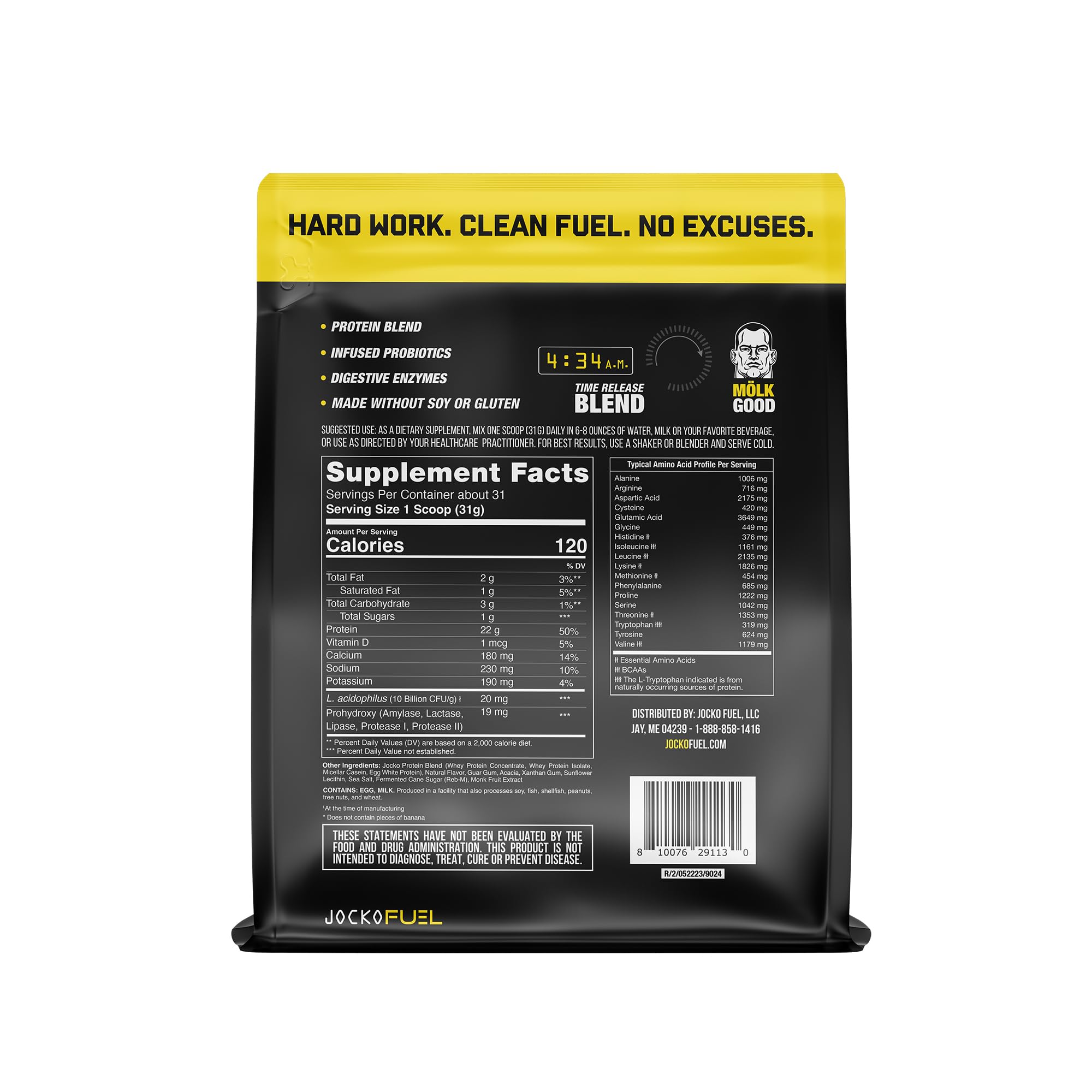 Jocko Mölk Whey Protein Powder (Banana Cream) - Keto, Probiotics, Grass Fed, Digestive Jocko Fuel buy australia supplements