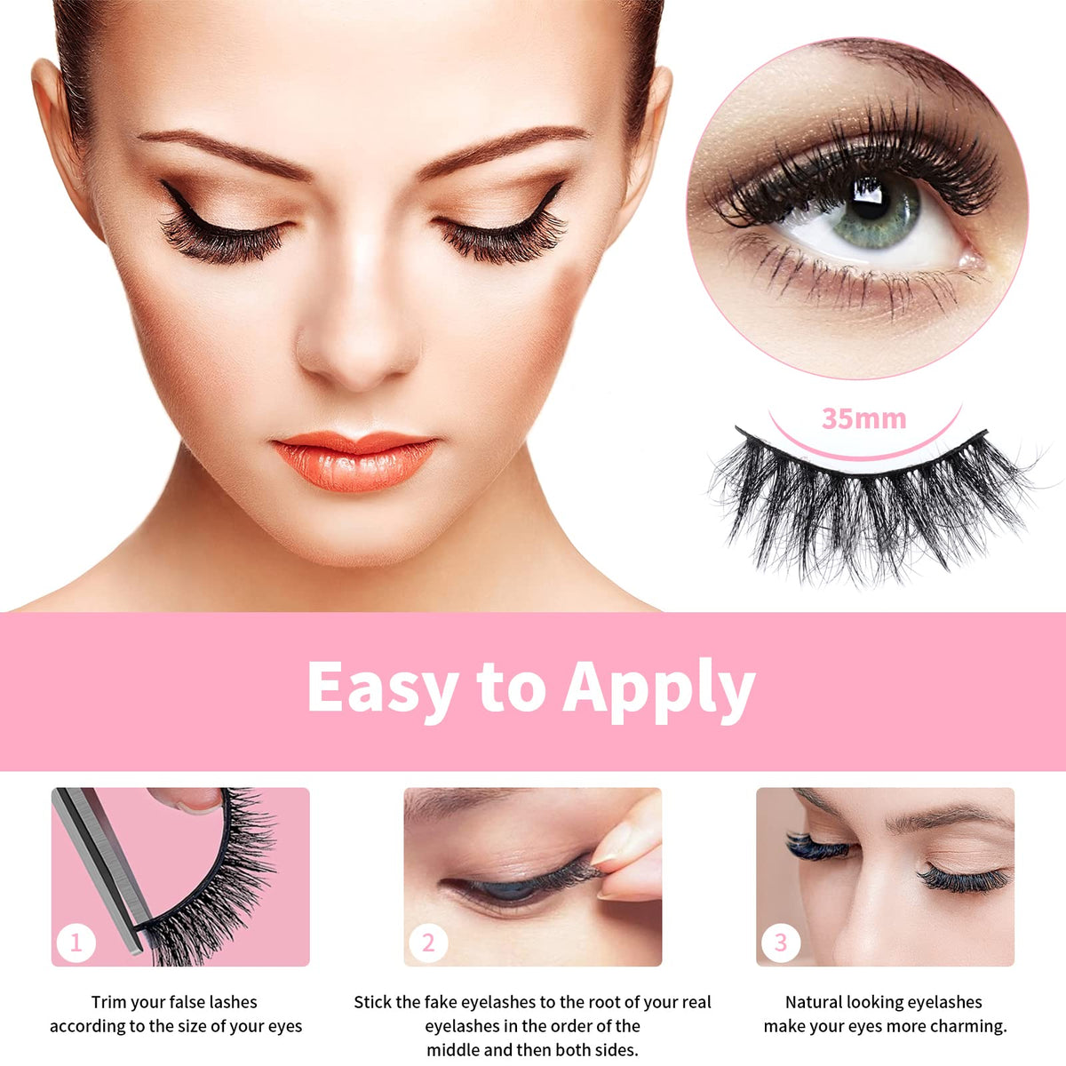 Mebver Lashes Eyelashes 8D Fluffy False Eyelashes Wispy Faux Mink Lashes Light Weight Fake Eyelashes Cat Eye Lashes 7 Pairs Pack, Black Mebver