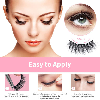 Mebver Lashes Eyelashes 8D Fluffy False Eyelashes Wispy Faux Mink Lashes Light Weight Fake Eyelashes Cat Eye Lashes 7 Pairs Pack, Black Mebver