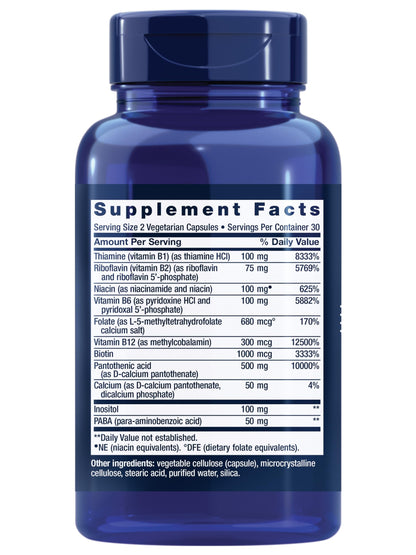 Life Extension BioActive Complete B-Complex, Heart,  Nerve Support, Healthy Energy, Metabolism, Complete B Complex, 60 Vegetarian Capsules Life Extension