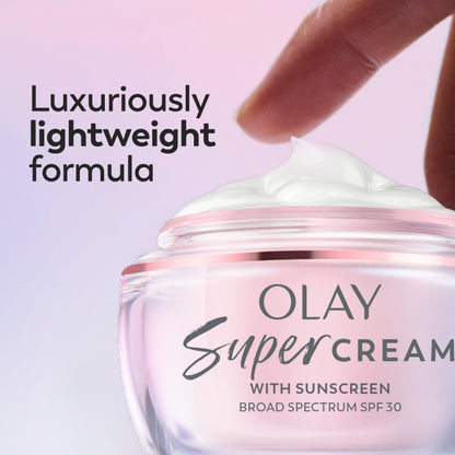 Olay Super Cream with Sunscreen SPF 30, Lightweight Face Moisturizer with Sun Protection Olay