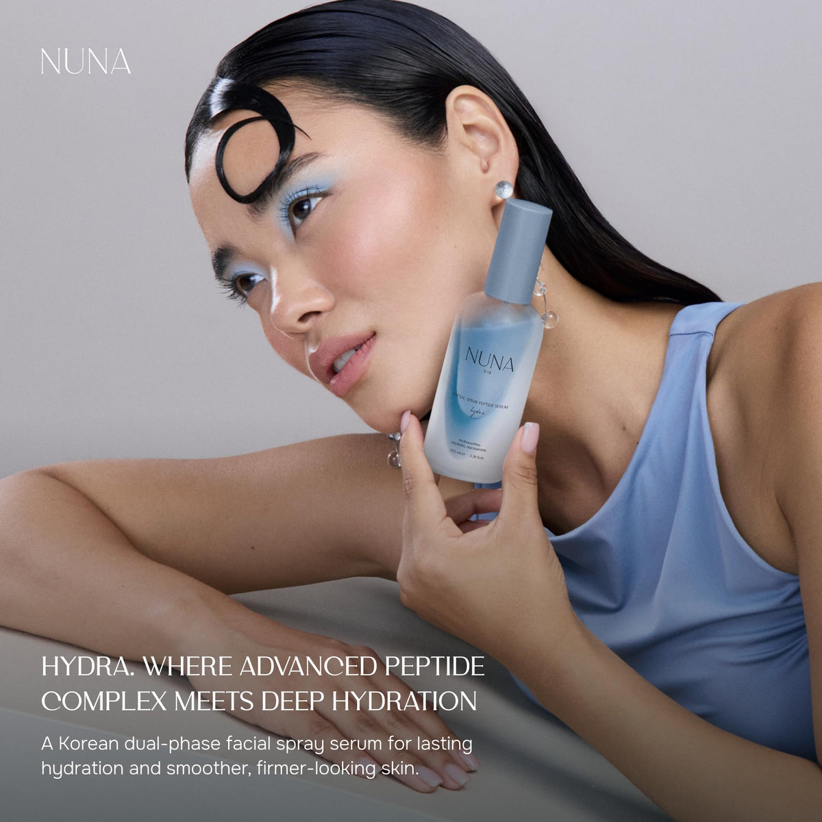NUNA Ultra Hydrating Face Serum Spray with Peptides, Niacinamide, Hyaluronic Acid & Botanical Extracts – Korean Lightweight Moisture Boost Facial Mist & Setting Spray for Makeup – 3.38 fl oz NUNA