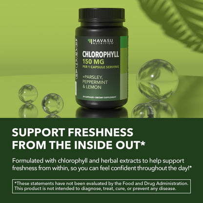 Chlorophyll Pills for Internal Cleanse & Balance, 30 Count, Internal Detox | Skin Health and Body Deodorizing Supplement with Parsley Peppermint & Lemon Extract, Vegan Non-GMO Chlorophyll Capsules Gsupps Australia