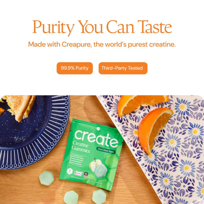 Create Creatine Gummies for Men & Women – NSF Certified, Made with Creapure Creatine Monohydrate, Great Tasting, Anti-Melting Formula, 30ct Standup Pouch, 90 Gummies (Variety Pack) Create