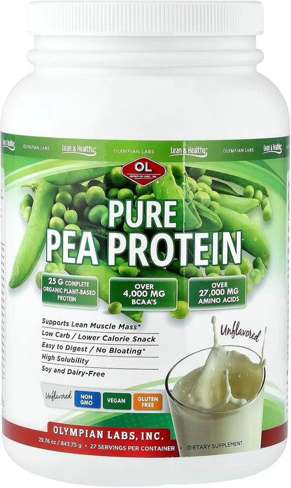 Olympian Labs Plant Based Pea Protein Powder, Unflavored - 25g of Protein, Vegan, Low Net Carbs, Gluten Free, Lactose Free, No Sugar Added, Soy Free Olympian Labs