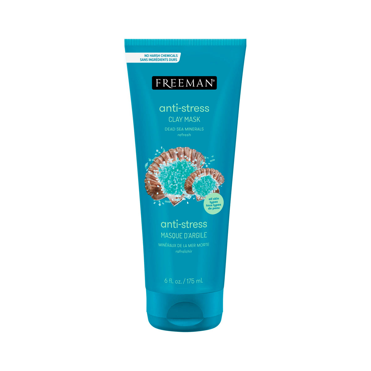 Freeman Anti-Stress Clay Mask, Dead Sea Mineral Face Mask, 6 Fl Oz Tube Freeman