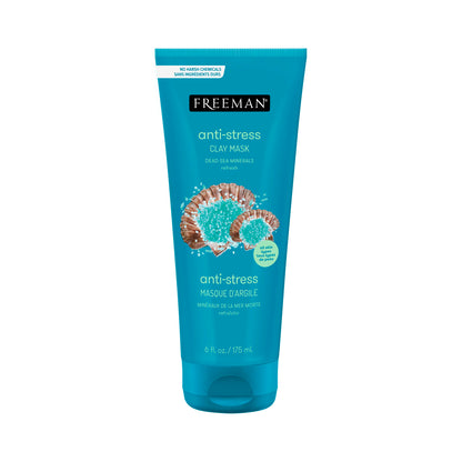 Freeman Anti-Stress Clay Mask, Dead Sea Mineral Face Mask, 6 Fl Oz Tube Freeman