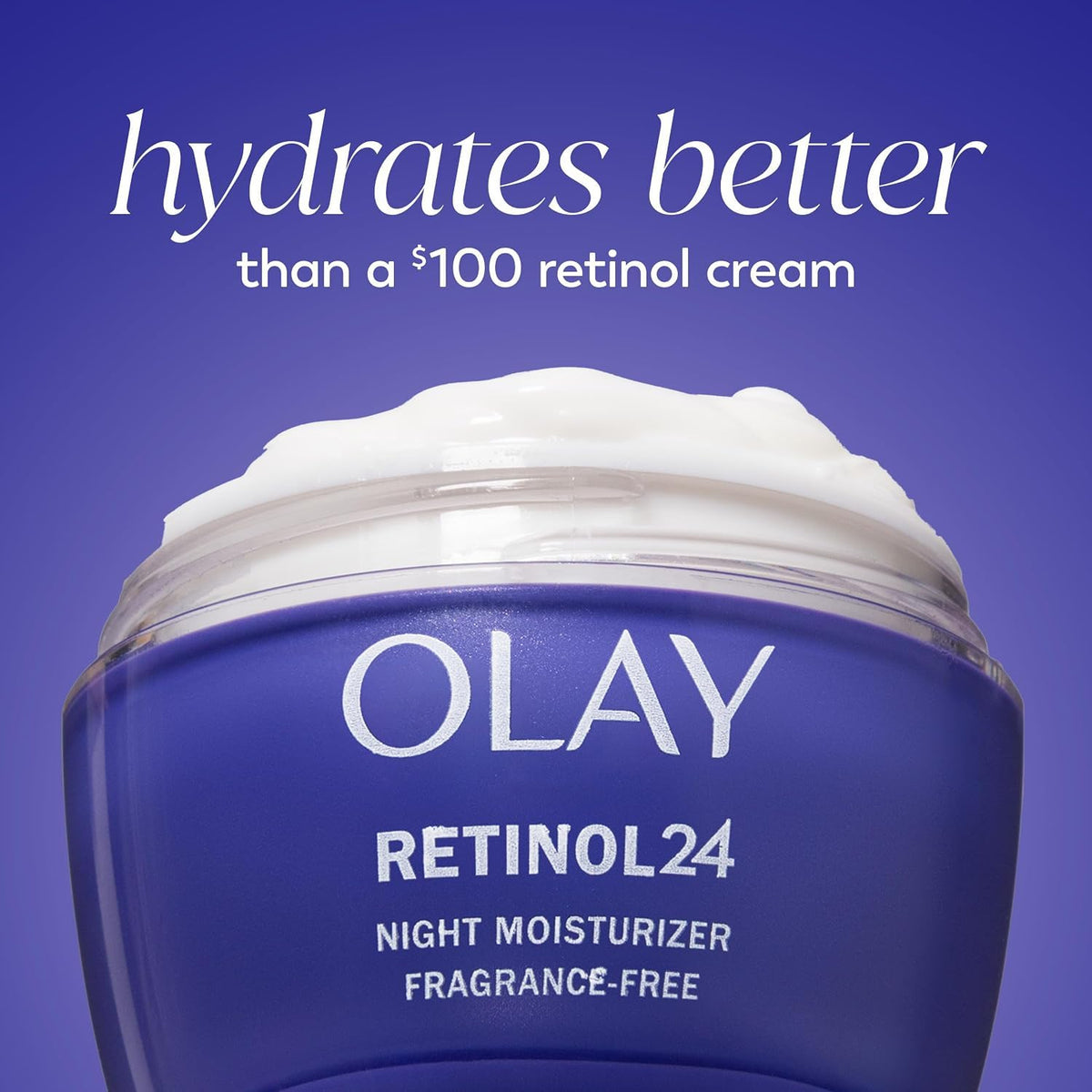 Olay Retinol 24 Face Moisturizer, Anti-Aging Night Cream for Women, Trial Size, Fragrance-Free, Non Greasy - Anti-Wrinkle, Smooth Fine Lines, Tightening Skin Care - Peptides, Glycerin, 0.5 Oz Olay