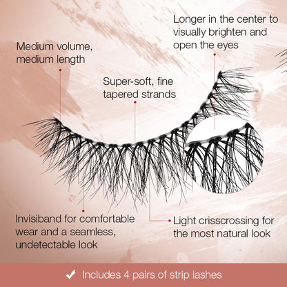 Ardell Naked Lashes 421 Subtle Volume Natural Look False Eyelashes, 4 Pairs Ardell