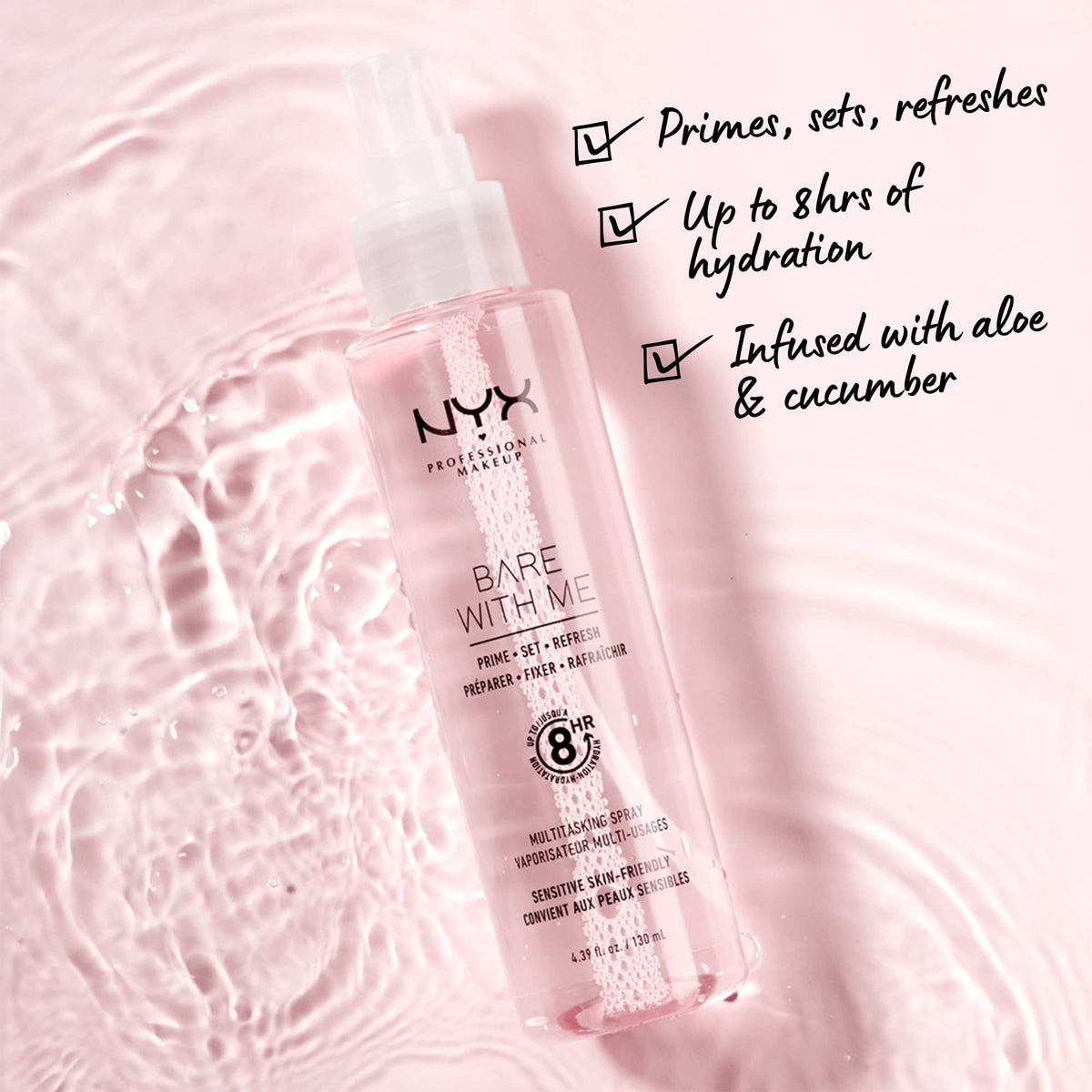 NYX PROFESSIONAL MAKEUP Bare With Me Multitasking Face Primer & Makeup Setting Spray, Hydrating Face Mist for up to 8HR Wear, Long-Lasting, Vegan Formula NYX PROFESSIONAL MAKEUP