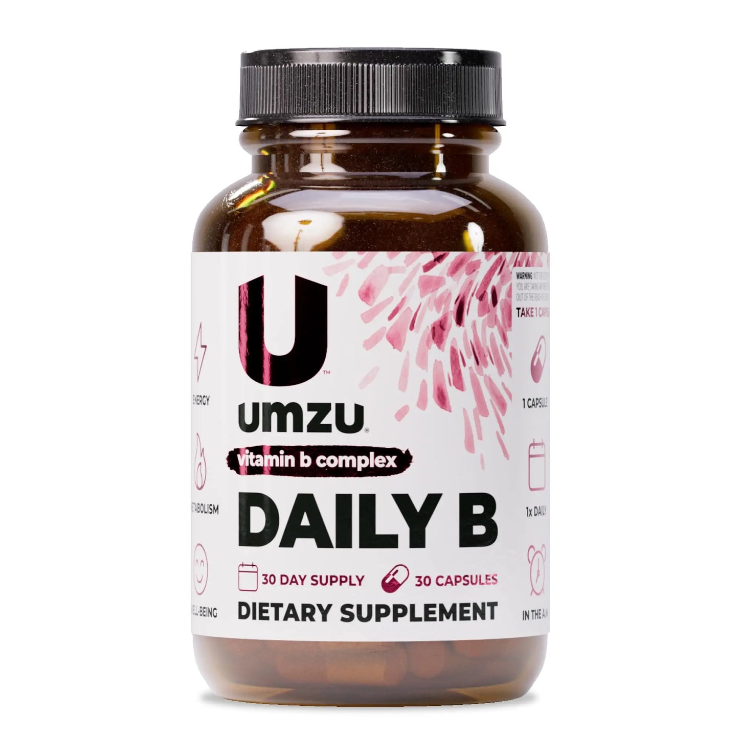 UMZU Daily B, 30 Day Supply – Complete Vitamin B Complex Supplement Blend with B1, B2, B3, B5, B6, B7, B9 & B12 Plus Folic Acid & Biotin – Supports Energy, Focus, Mood, UMZU