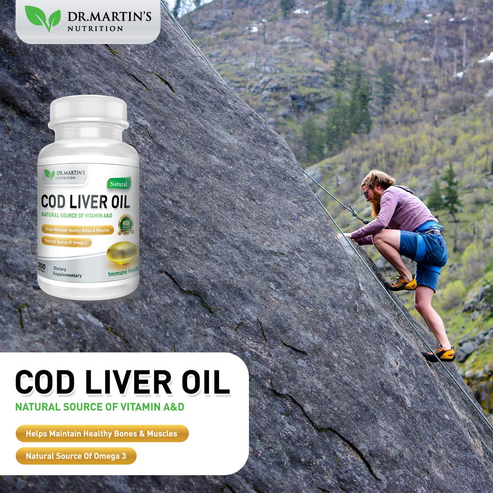 COD Liver Oil | 300 Softgels | Natural Source of Omega 3 Fatty Acids | Triple Strength | Best Immune Health, Healthy Bones & Muscle Dietary Supplement | DR. MARTIN'S NUTRITION buy australia supplements