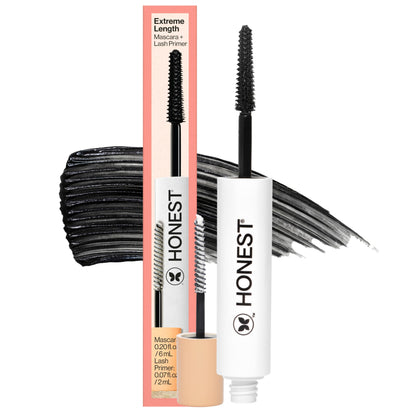 Honest Beauty 2-in-1 Extreme Length Clean Mascara, Primer, Black, .27 fl oz Honest Beauty