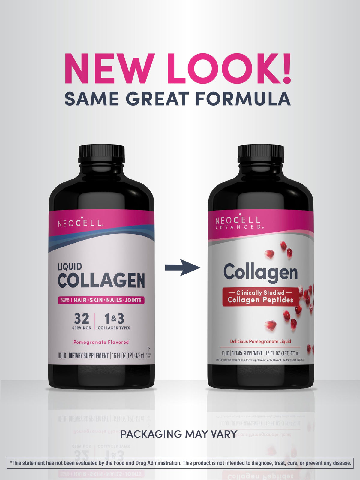 NeoCell Advanced Liquid Collagen | 4000 mg | Pomegranate and Fruit Juice Concentrates | for Women and Men | 16 fl oz NeoCell Advanced